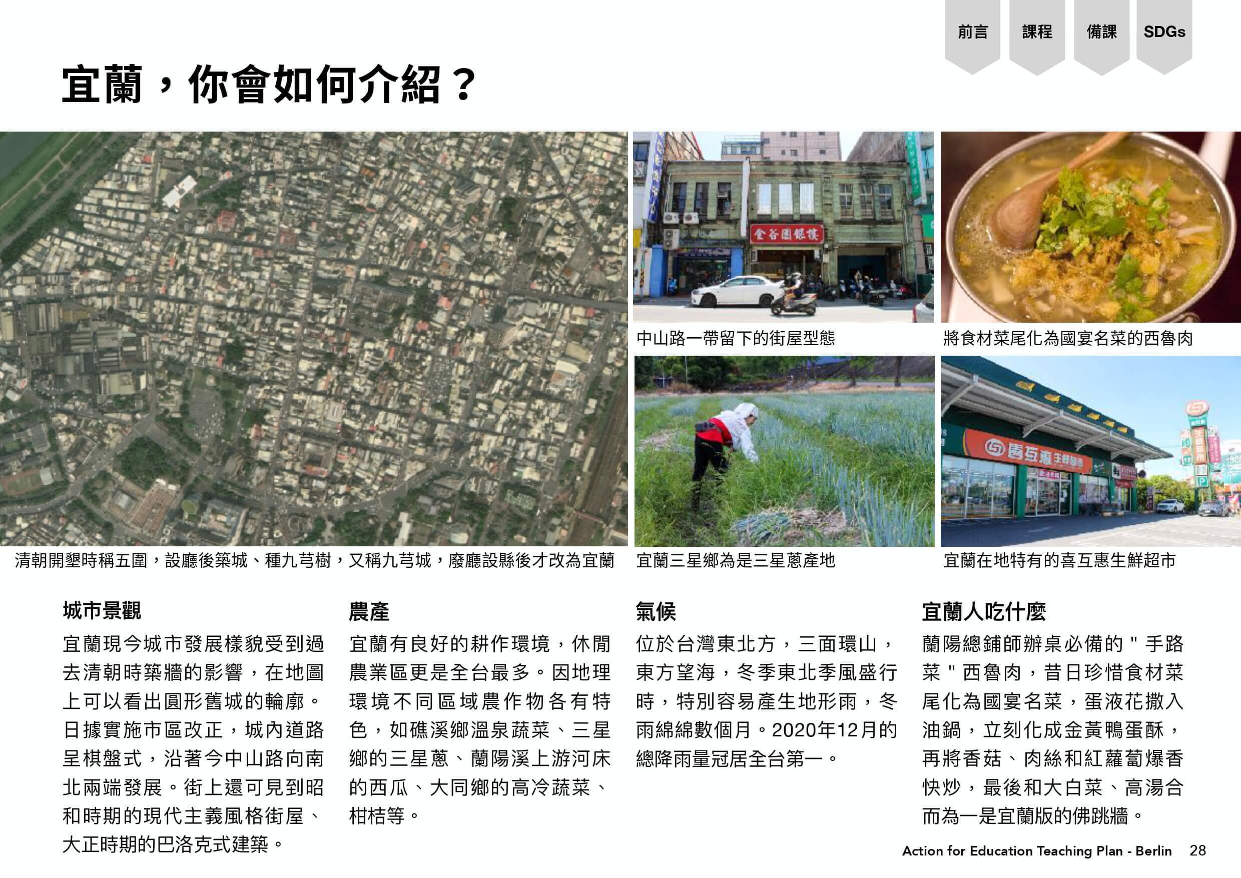 宜蘭四領域（城市景觀、農產、氣候、宜蘭人吃什麼）簡介