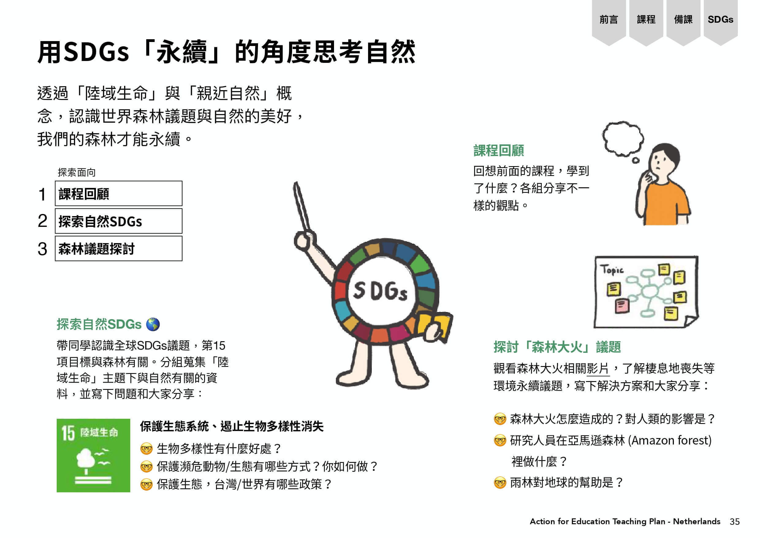 用SDGs「永續」的角度思考透過陸域生命與親近自然概念。