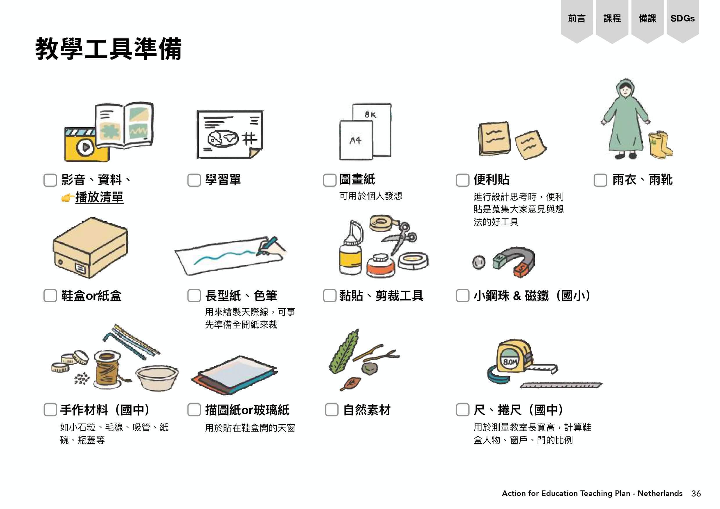 荷蘭教案的教學用具準備