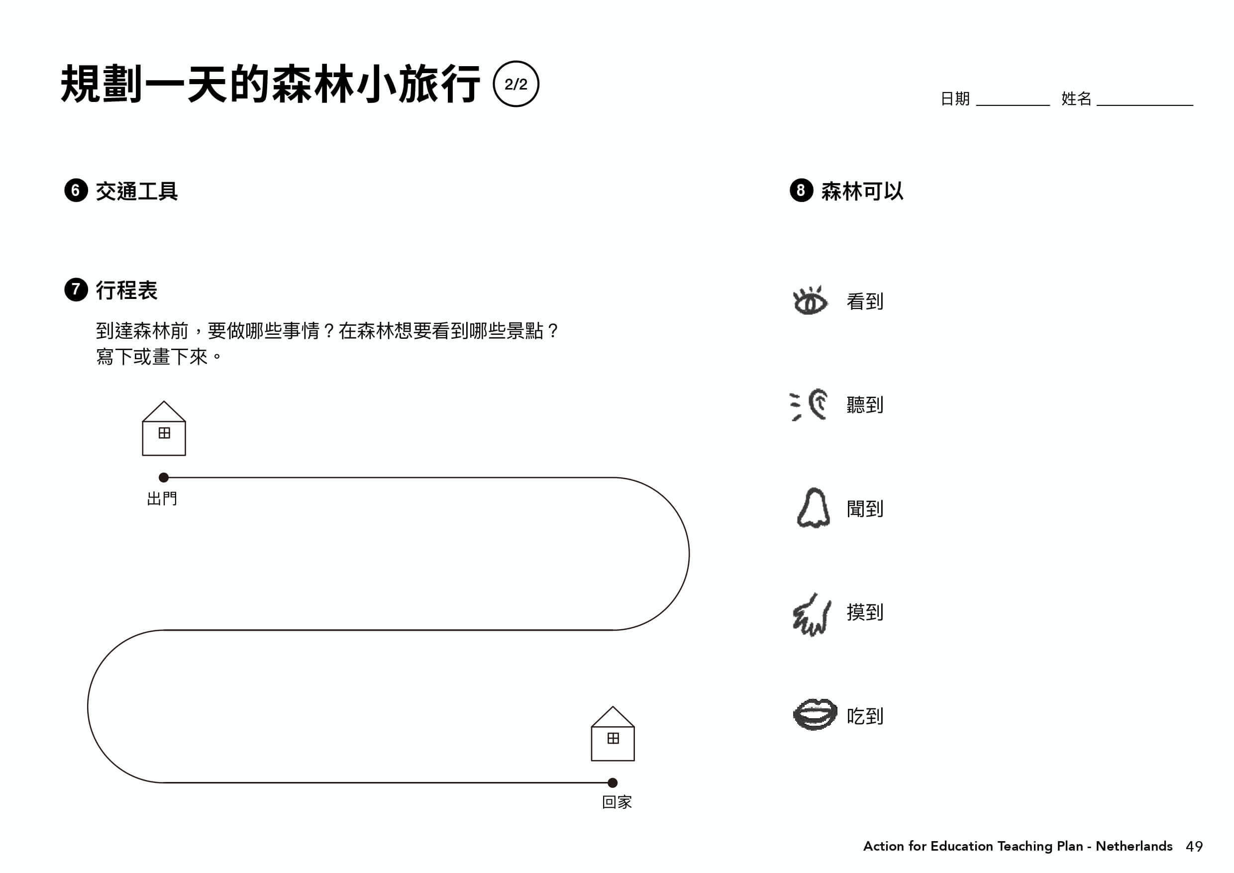 荷蘭教案學習單＿規劃一天的森林小旅行（第二階段）