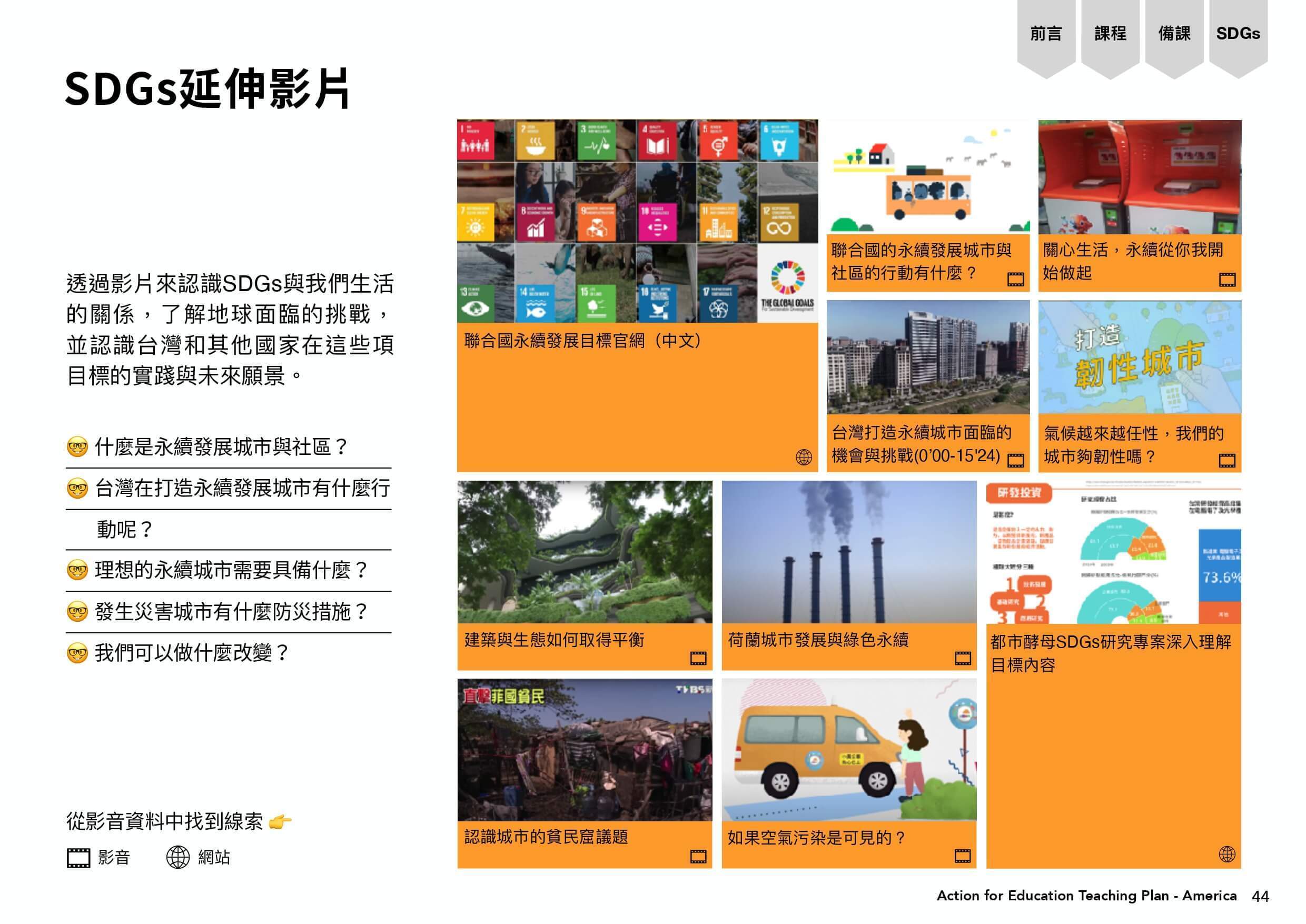 SDGs關於永續發展城市與社區延伸影片集成
